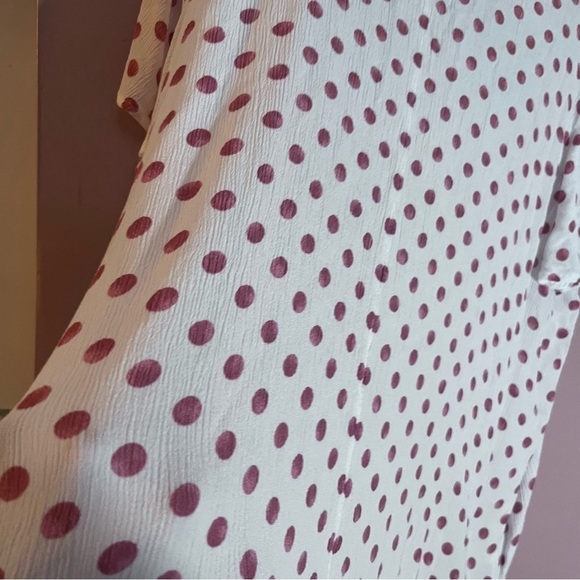 Lane Bryant popover Top vacation cruise Polka Dot Shirt Gauzy Flutter Sleeve 24 - Picture 5 of 13